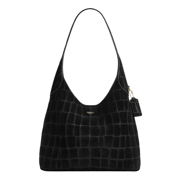 Coach Handbags - New Coach Black Croc-Embossed Suede Brooklyn Shoulder Bag 28